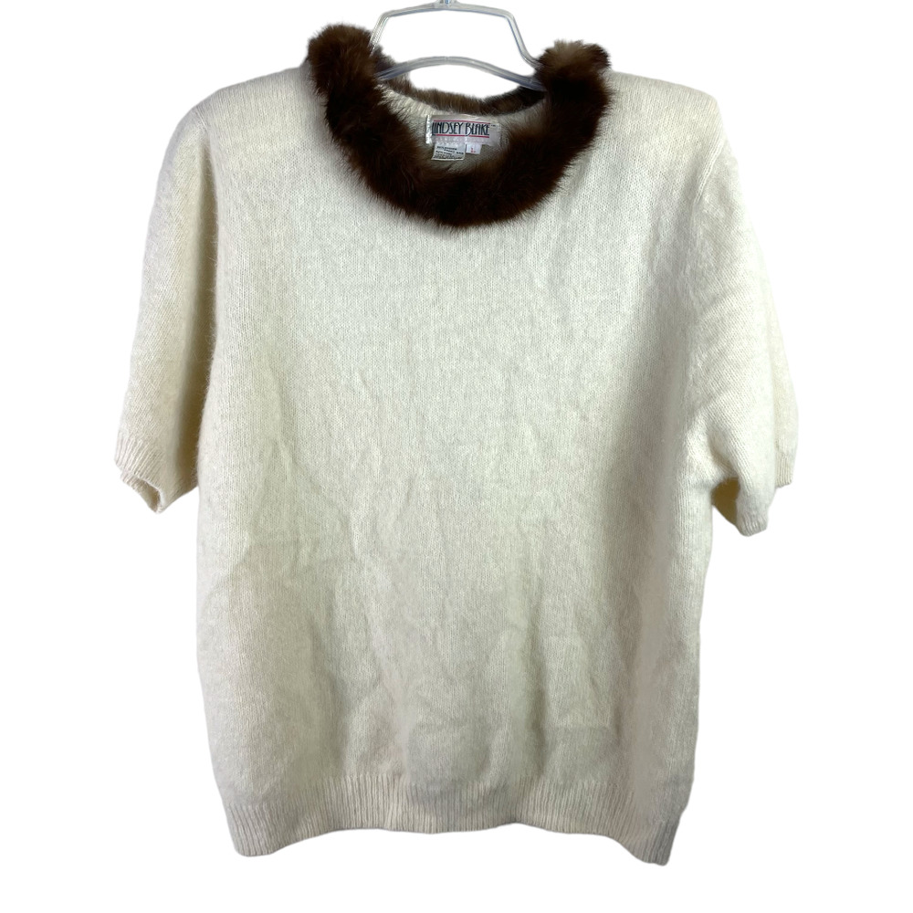 ANGORA Lindsey Blake Vintage Rabbit Hair Wool blend Short Sleeves pullover